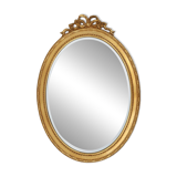 Oval shaped carved gilded Baroque mirror with beveled glass, Belgium