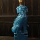 Lampe de table Foo Dog Vintage, céramique turquoise