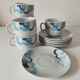 6 vintage cups and 6 saucers with blue cloud decoration by Chriss G.