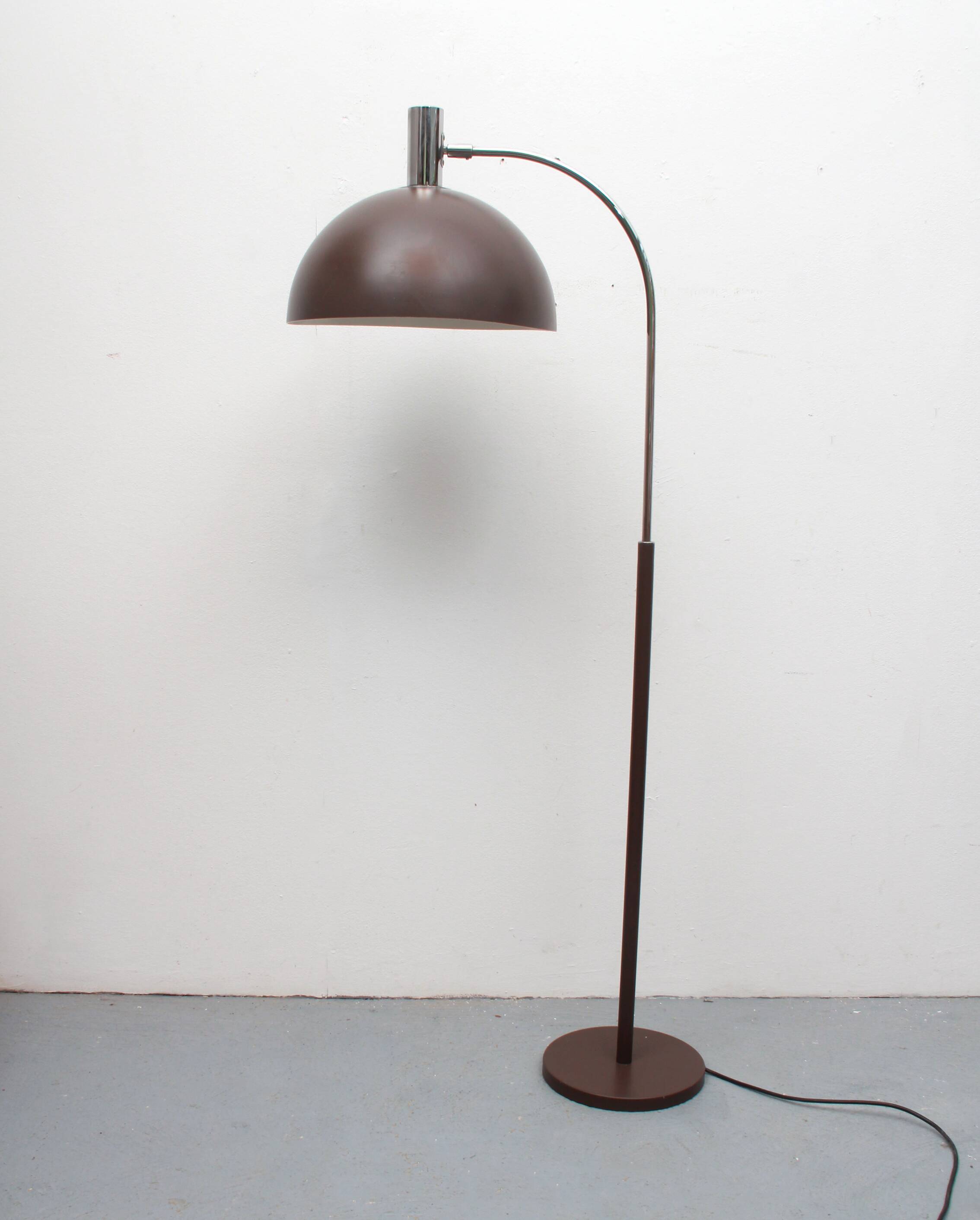 1970s floor lamp in brown and chrome