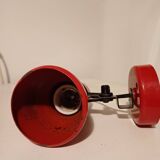 70's red lacquered metal wall spotlight