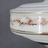 1940s Restored Ceramic Table Lamp with Glass Shade
