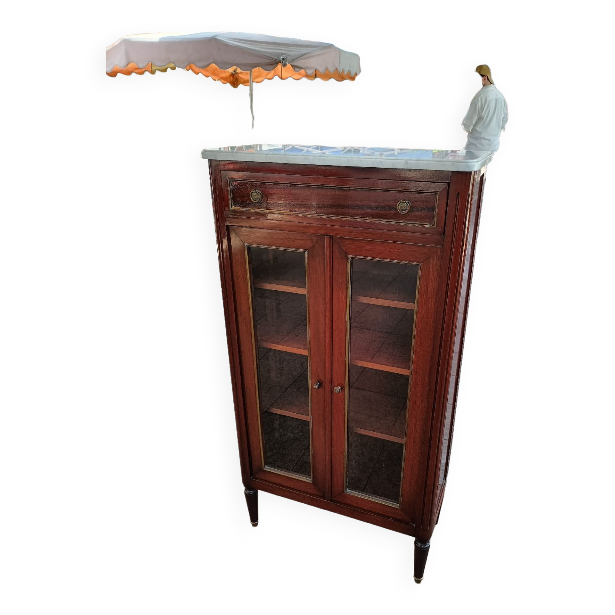 Bookcase forming showcase styleLouis XVI marble top