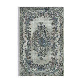 Tapis anatolien à la main des années 1980 200 cm x 320 cm gris