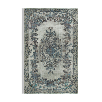 Hand-knotted carved anatolian 1980s 200 cm x 320 cm grey carpet