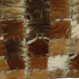 Vintage Square Pouf Goat Leather Patchwork Mosaic Pattern