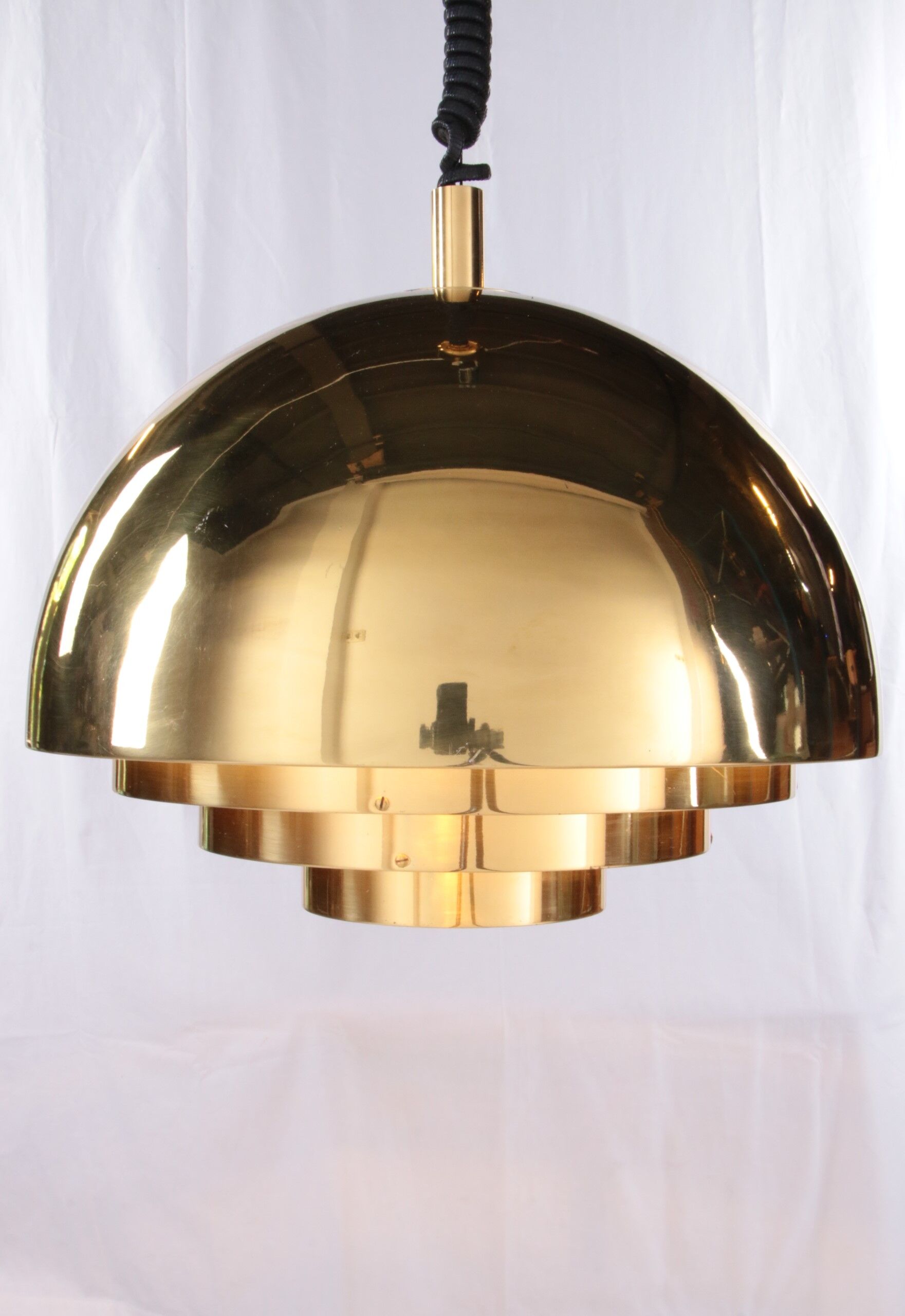 Vintage brass hanging lamp by Vereinigte Werkstatten Collection, 1960