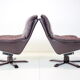 Scandinavian Leather Armchairs / Lounge Chairs, With footres 1970s, Finland