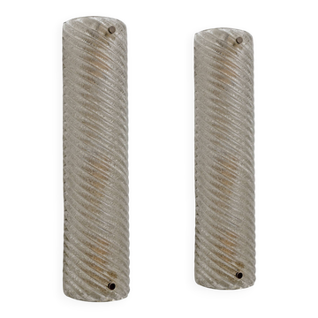 Pair of Barovier & Toso Style Modern Murano Glass Smoked Twisted Sconces