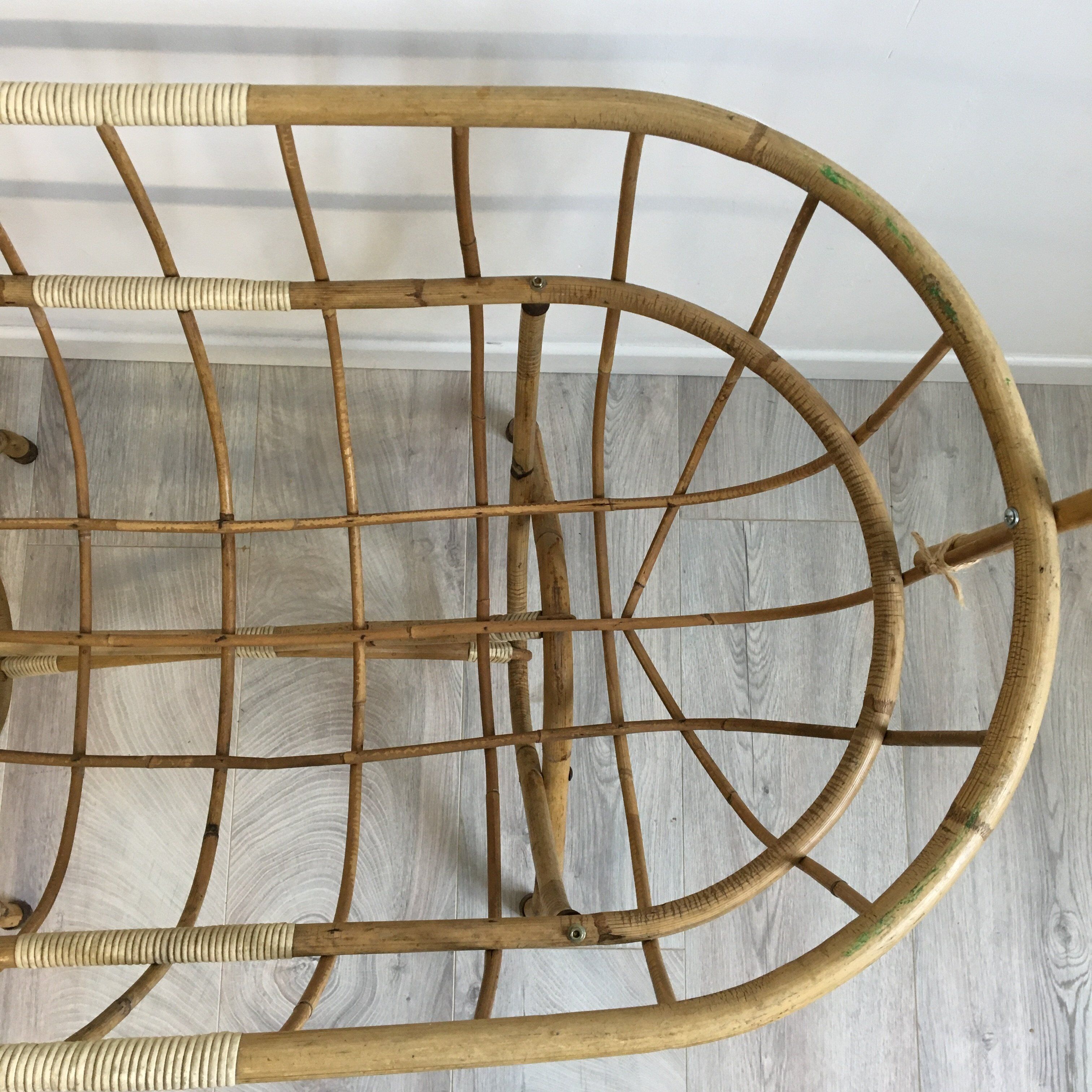 Vintage rattan cradle