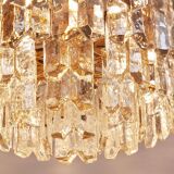 Large ceiling chandelier in gilded brass and glass Palazzo J.T. Kalmar, 1950s