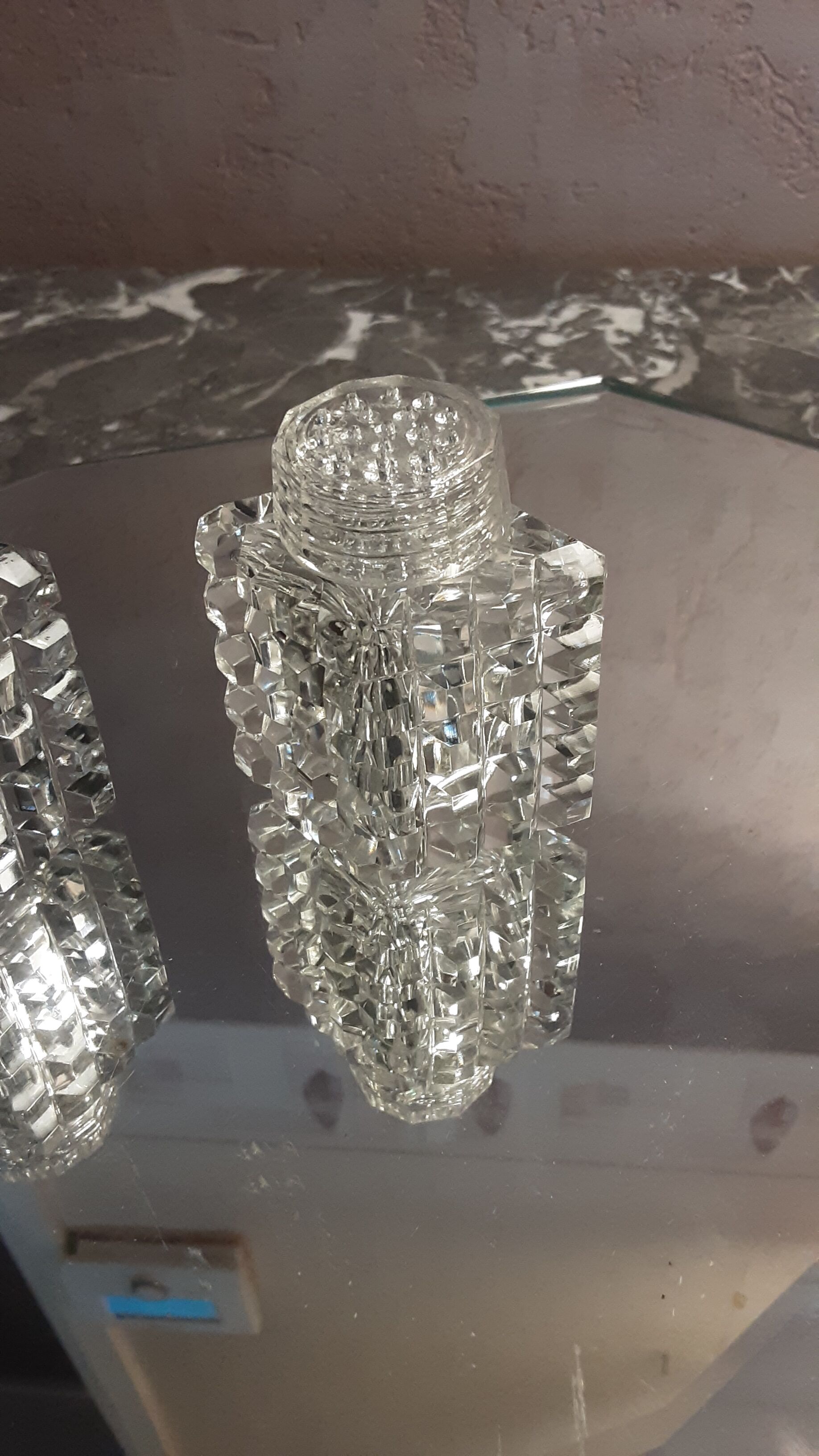Cut crystal pepper salt shaker - vintage