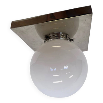 Chrome and glass Bauhaus ceiling lamp / flushmount, 1930s