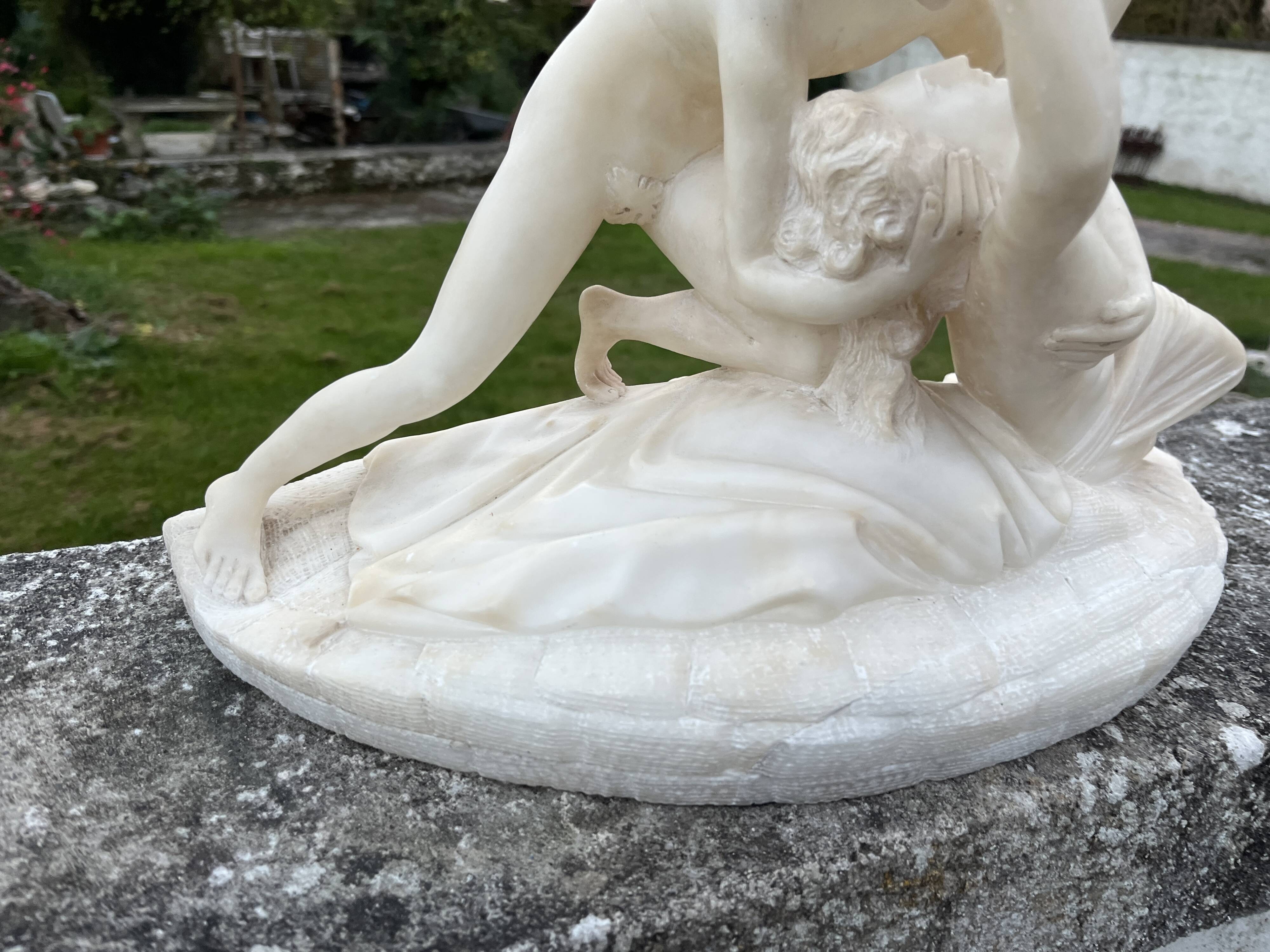 Alabaster sculpture – Psyche revived by Cupid’s kiss – after An