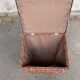 2 Scandinavian poufs in woven brown water hyacinth and leather