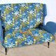 2-Seater Bench in Azure Blue Fabric – 1940s