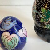 Vintage cloisonné enamelled eggs