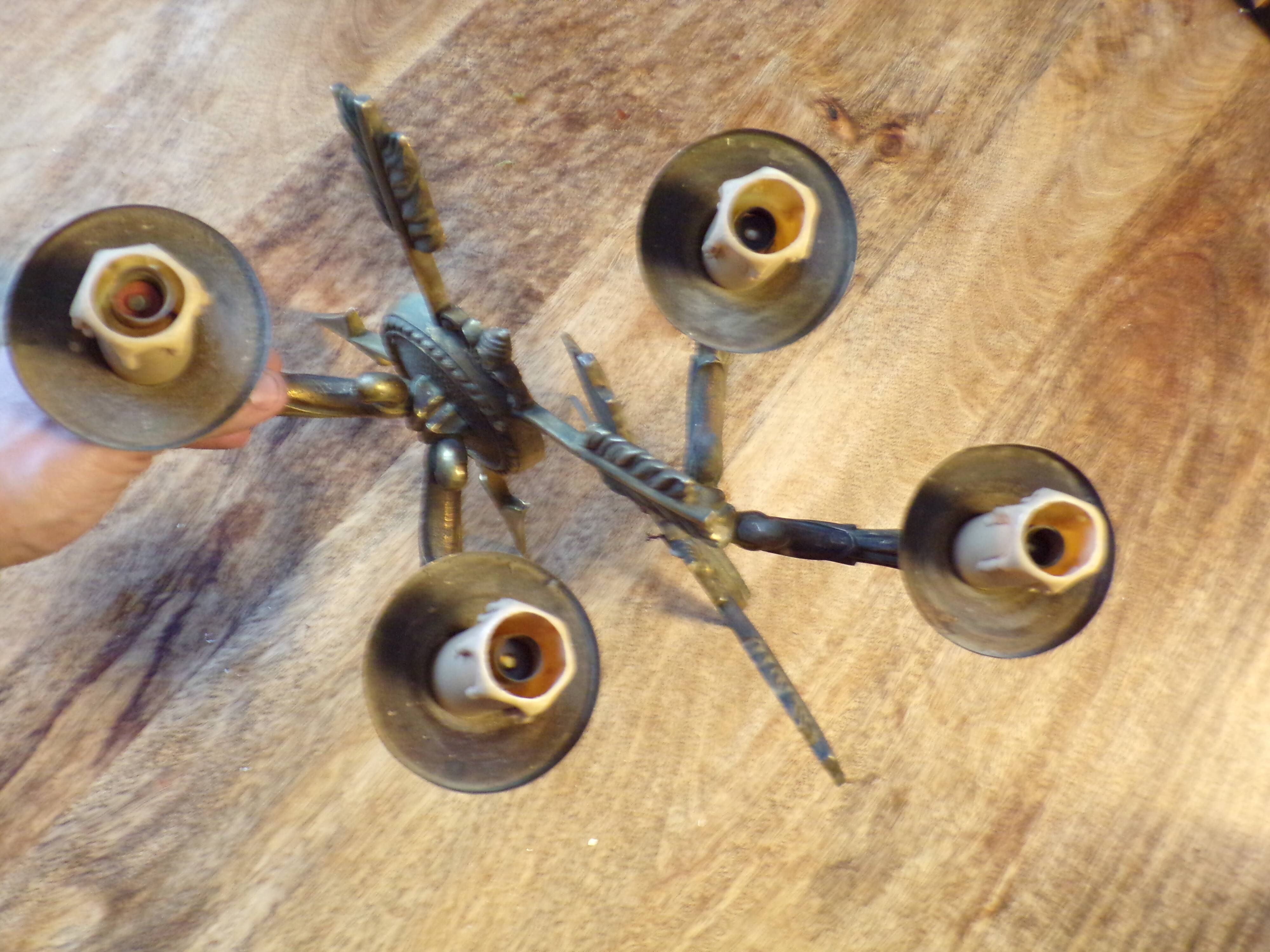 Pair of empire style bronze arrow wall lights