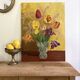 Bouquet of tulips on a golden background — Oil on panel