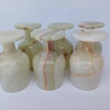 lot 6 petits verres à pied vin en pierre albâtre verte