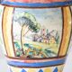 Old handcrafted amphora / polychrome bird glazed terracotta vase