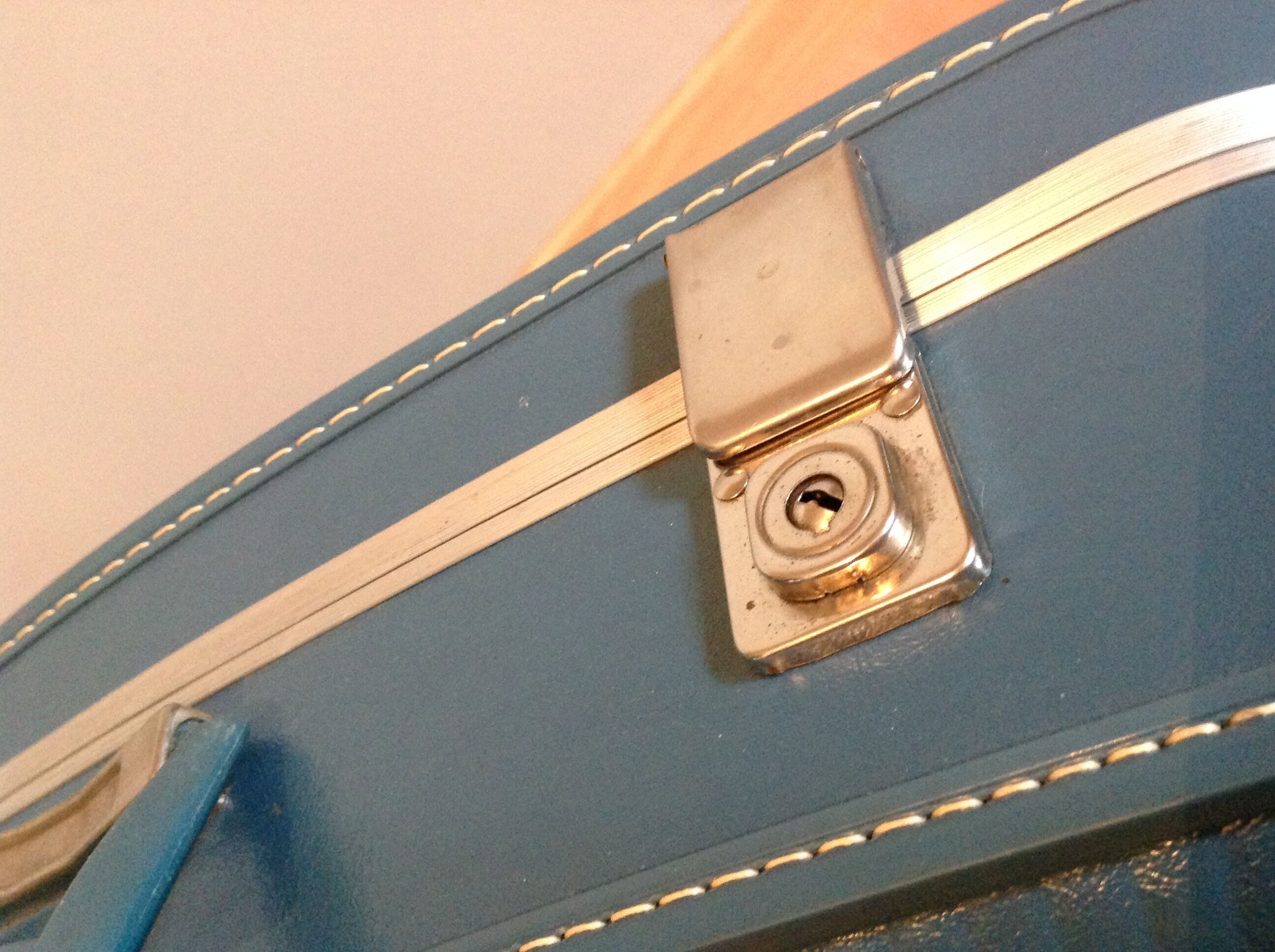 Blue vintage flight attendant suitcase, 60s - 70s