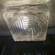 Square mid century clear ribbed glass flush mount light fixture lamp 1960s