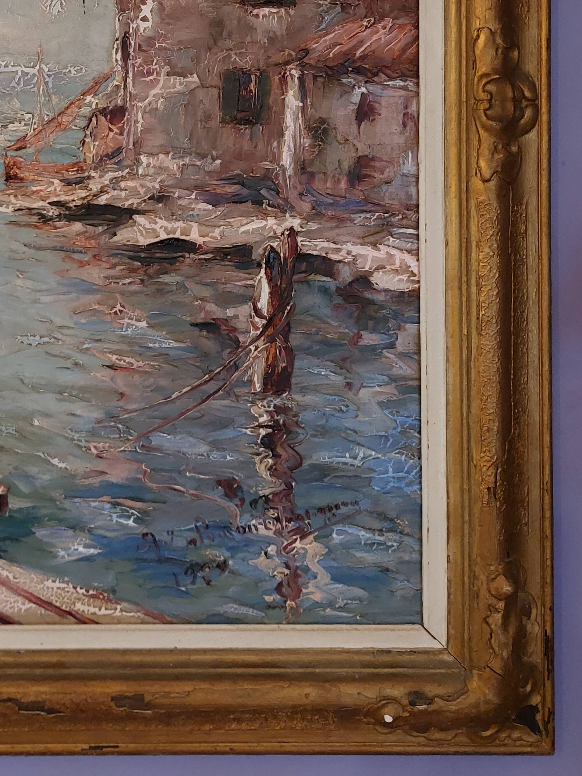 Painting Port of St Tropez 20th century