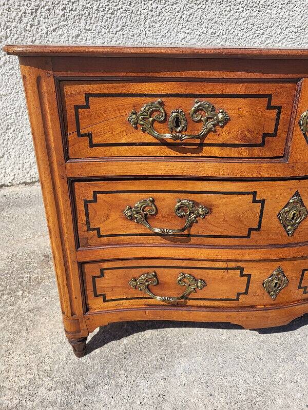 Transition louis xv louis xvi chest of drawers in cherry wood 4 drawers from the 18th century