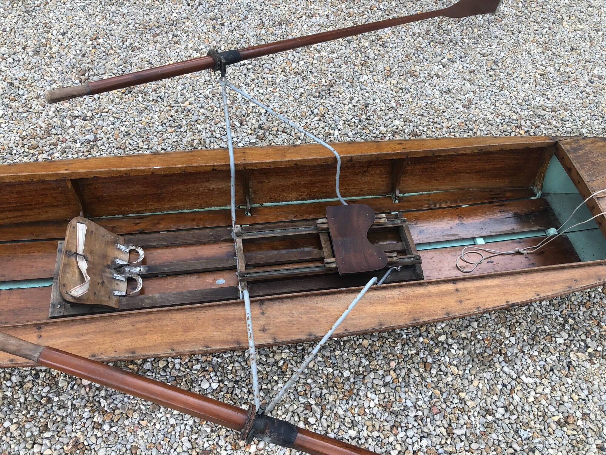 Old flat-bottomed mahogany canoe "Lake Enghien" 1930s/40s