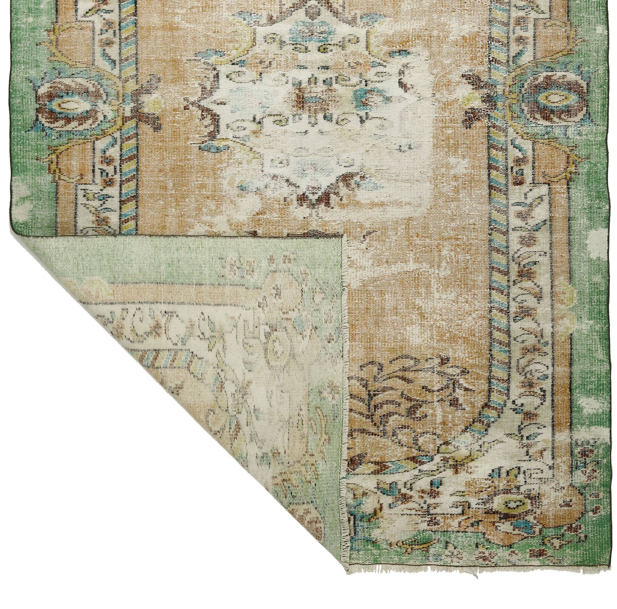 Tapis oriental vintage noué main – 277x181 cm – Tapisserie Anatolienne 1950