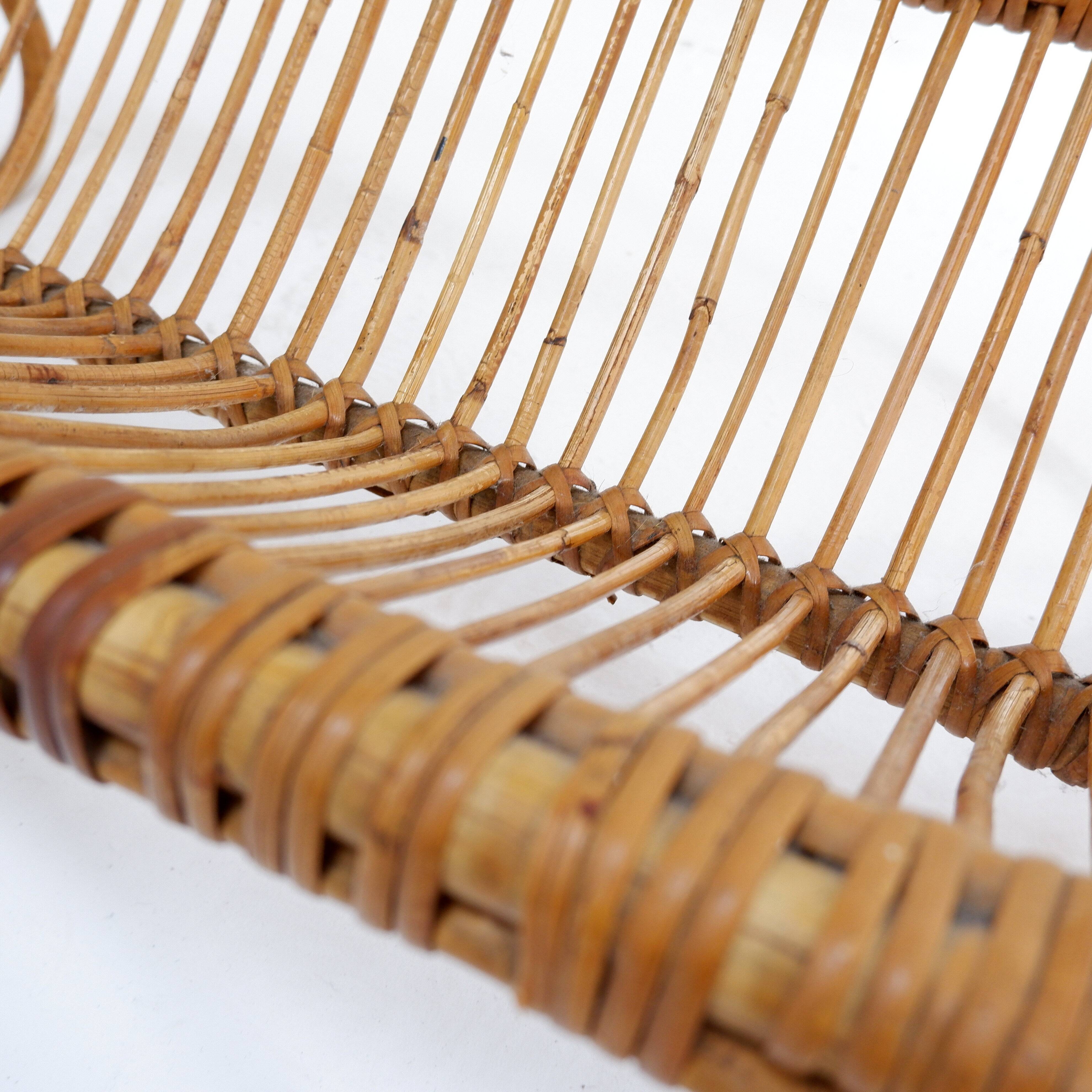 Vintage rattan magazine rack, Netherlands, 1960s