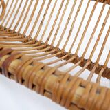 Vintage rattan magazine rack, Netherlands, 1960s