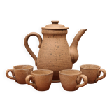 Service à café en grès Vallauris, 4 tasses et cafetière