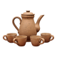 Service à café en grès Vallauris, 4 tasses et cafetière