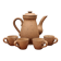 Service à café en grès Vallauris, 4 tasses et cafetière