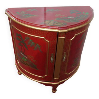 Petit meuble bar - laque de chine - demi lune - rouge
