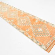 Tapis Kilim Vintage Orange et Beige, Motifs Géométriques Anatoliens