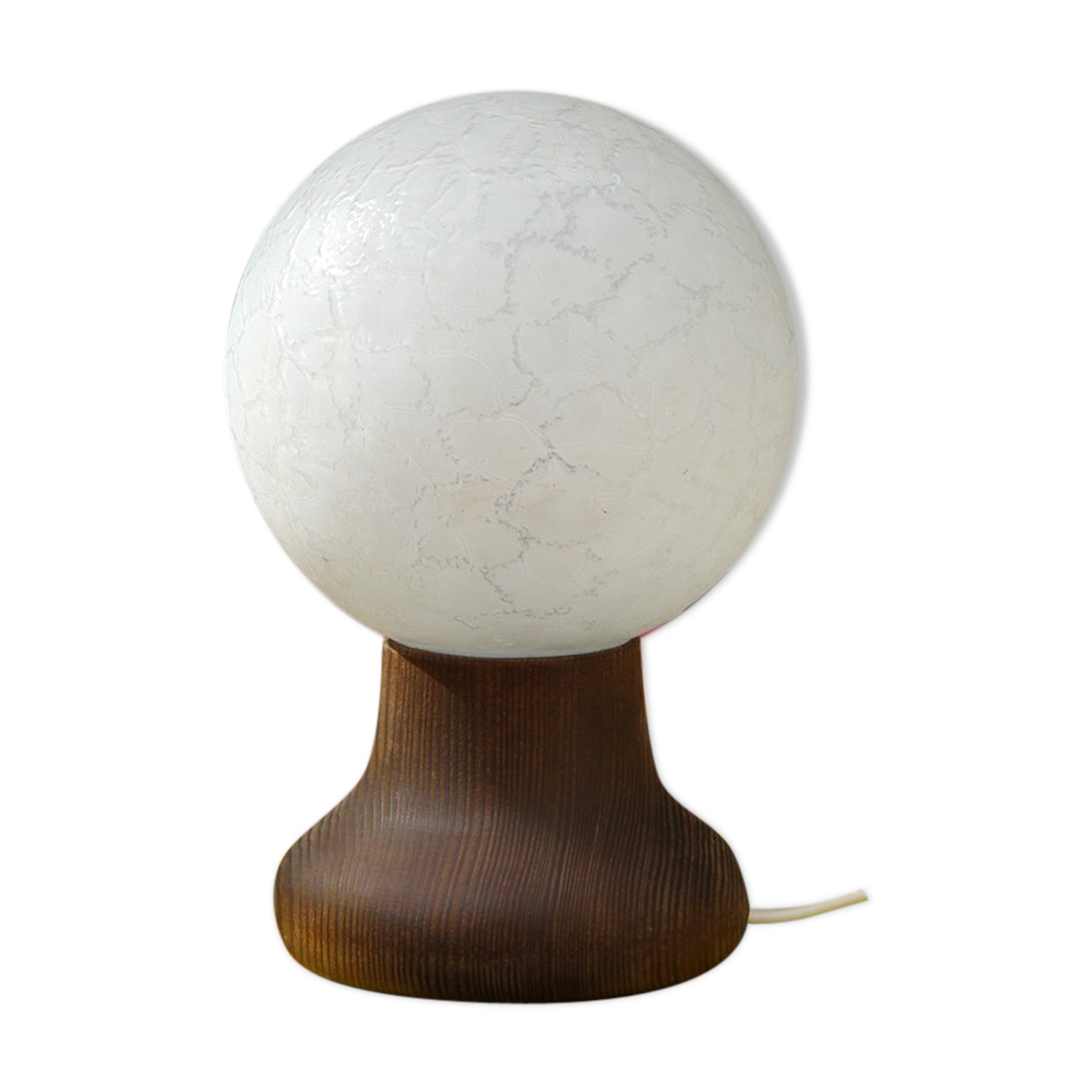 Lampe vintage en bois et en verre 1970