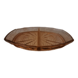 Serving dish with 2 pink glass compartments
