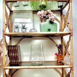 Rattan and glass shelf
