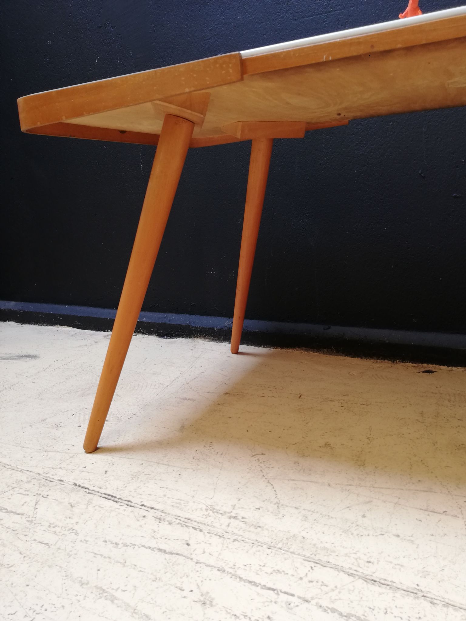 Wooden coffee table, children's desk glass top, interier praha, 1960, Czechoslovakia