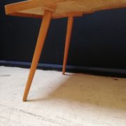 Wooden coffee table, children's desk glass top, interier praha, 1960, Czechoslovakia