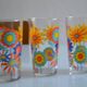 1970s orangeade service with orange flowers, 1 carafe + 3 glasses.