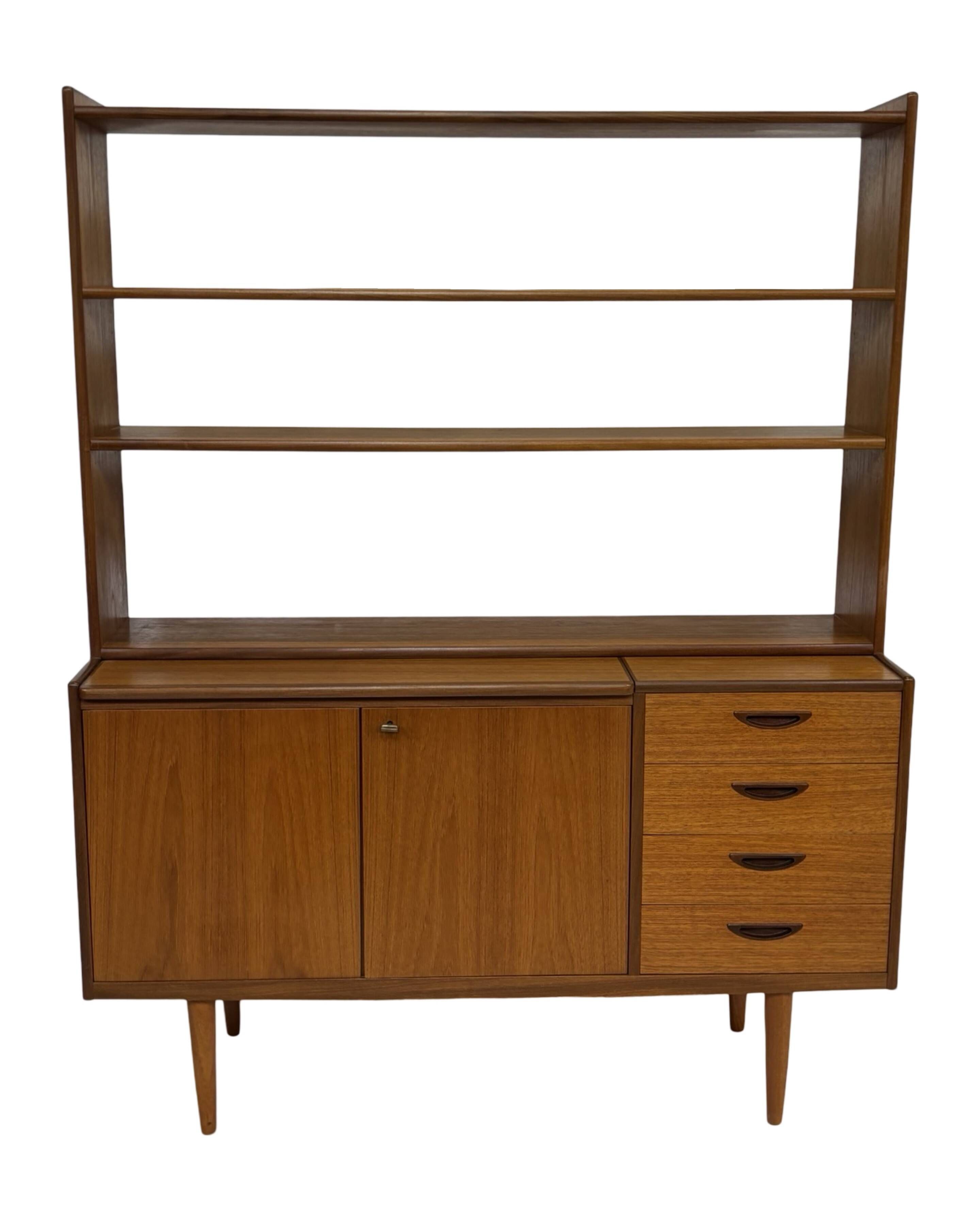 Vintage teak wall cabinet bookcase workplace Danish Design 60's