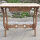 Lyre leg table in natural wood, one drawer, vintage