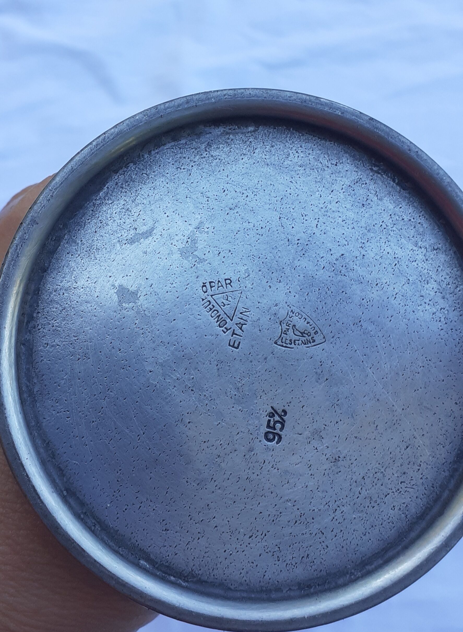 Tin and porcelain vase