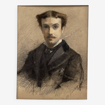 Portrait of a man - Pastel dated 1877 - Jules Girardet