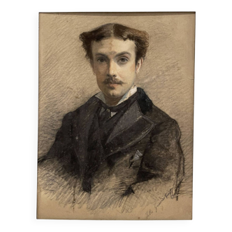 Portrait d'homme - Pastel daté 1877 - Jules Girardet