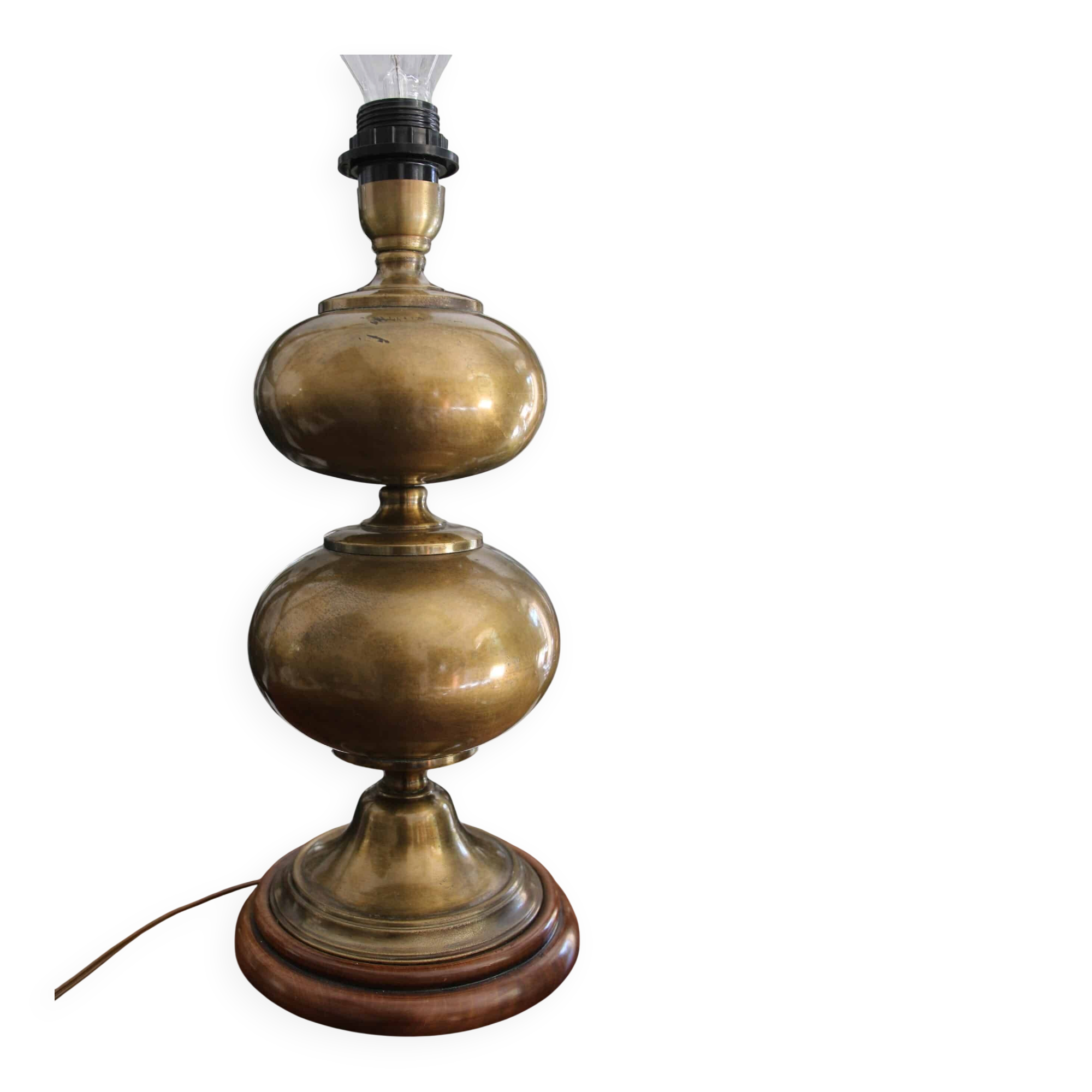 Vintage brass double globe lamp